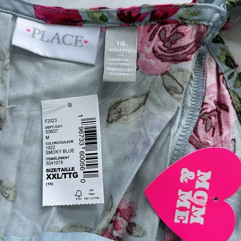 The Children's Place Girls Mommy And Me Floral Tiered Dress Blue Size 16 XXL NWT